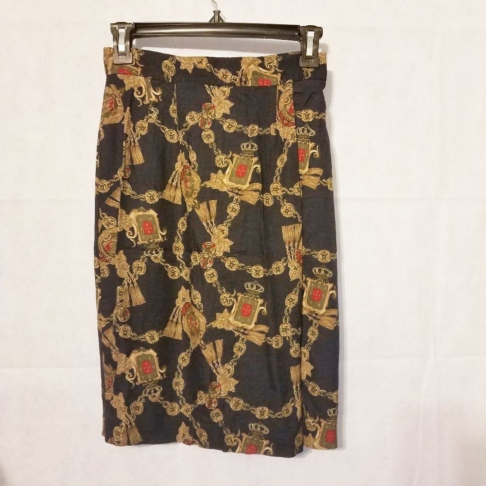 Talbots Dark Navy Patterned Skirt sz 6